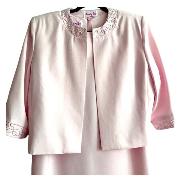 Harry Lee Light Pink Embellished Cocktail Mother of Bride Dress Jacket Size 12P - Picture 3 of 15